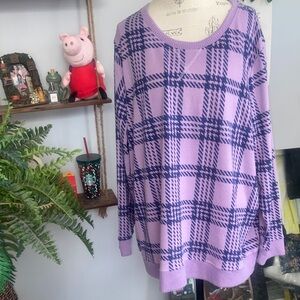 Emily Daniels 3X Light/ Dark Purple Patterned Lightweight Sweater